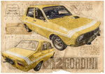 ART PRINT "DA VINCI" - R12 RENAULT 12 GORDINI JAUNE - Ref : DV031