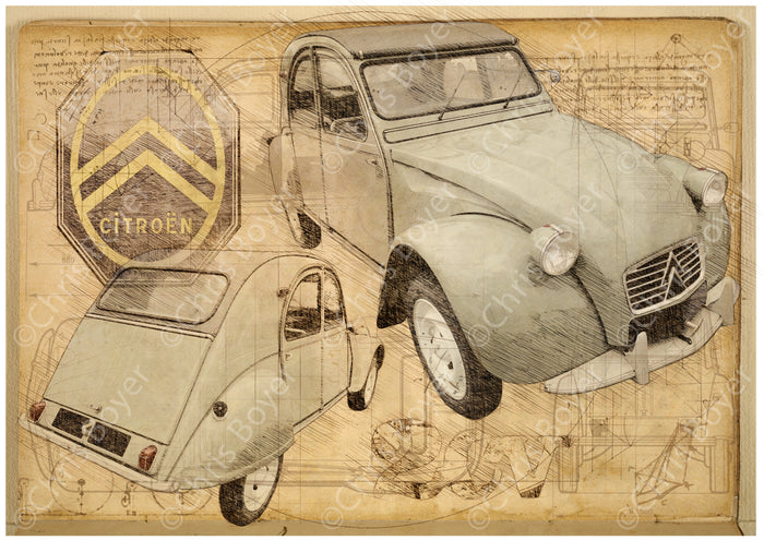 Affiche Citroën 2CV Da Vinci DV054 – vue complète de l’affiche