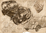 ART PRINT "DA VINCI" - CITROEN 2CV- Ref : DV008