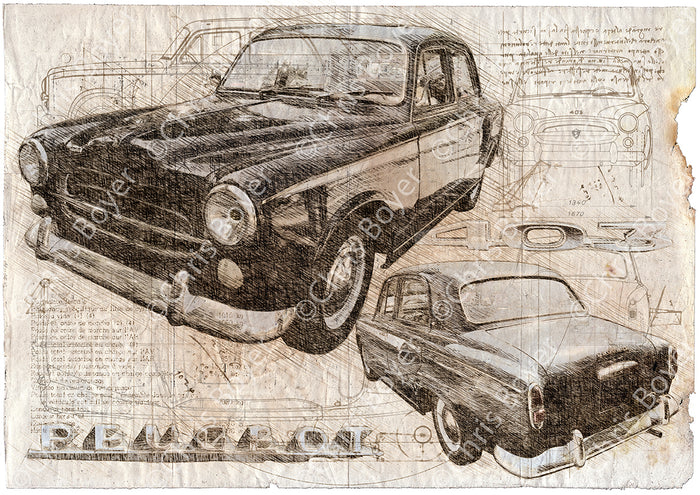 Affiche Peugeot 403 Da Vinci DV060 – Art automobile – vue complète de l’affiche