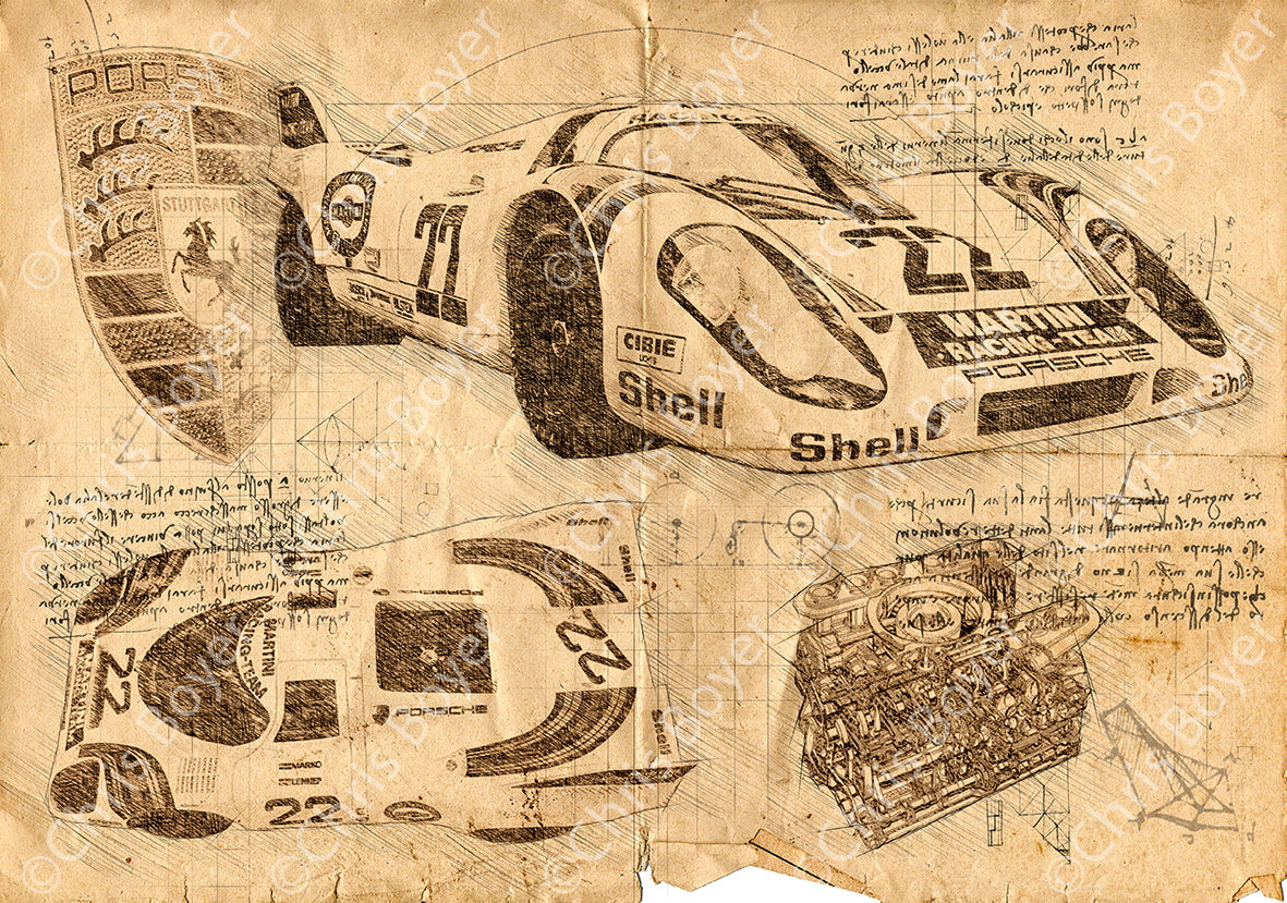 ART PRINT "DA VINCI" - PORSCHE 917K - Ref : DV018