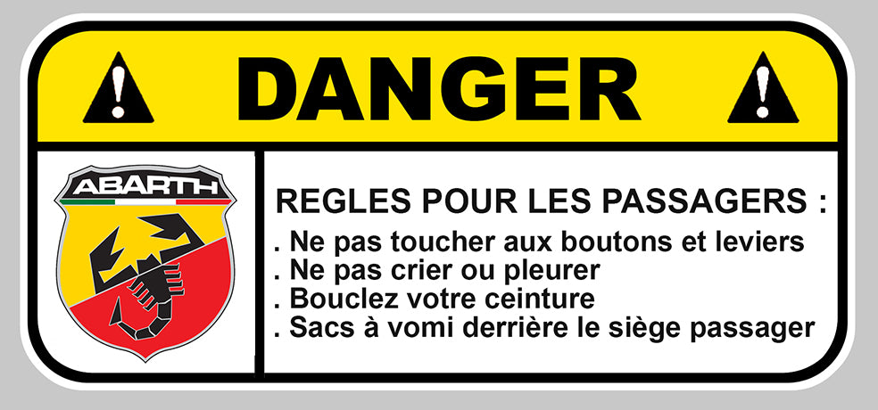 STICKER ATTENTION DANGER ABARTH - AB080