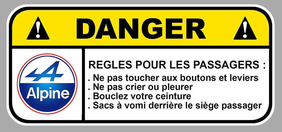 STICKER ATTENTION DANGER ALPINE - AB081