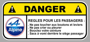 STICKER ATTENTION DANGER ALPINE - AB081