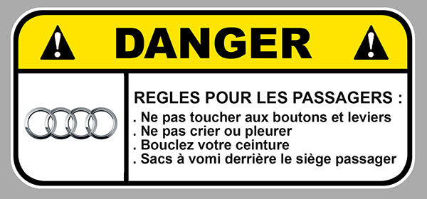 STICKER ATTENTION DANGER AUDI - AB162