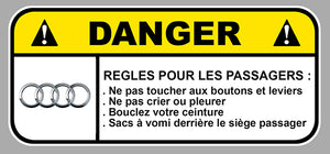 STICKER ATTENTION DANGER AUDI - AB162