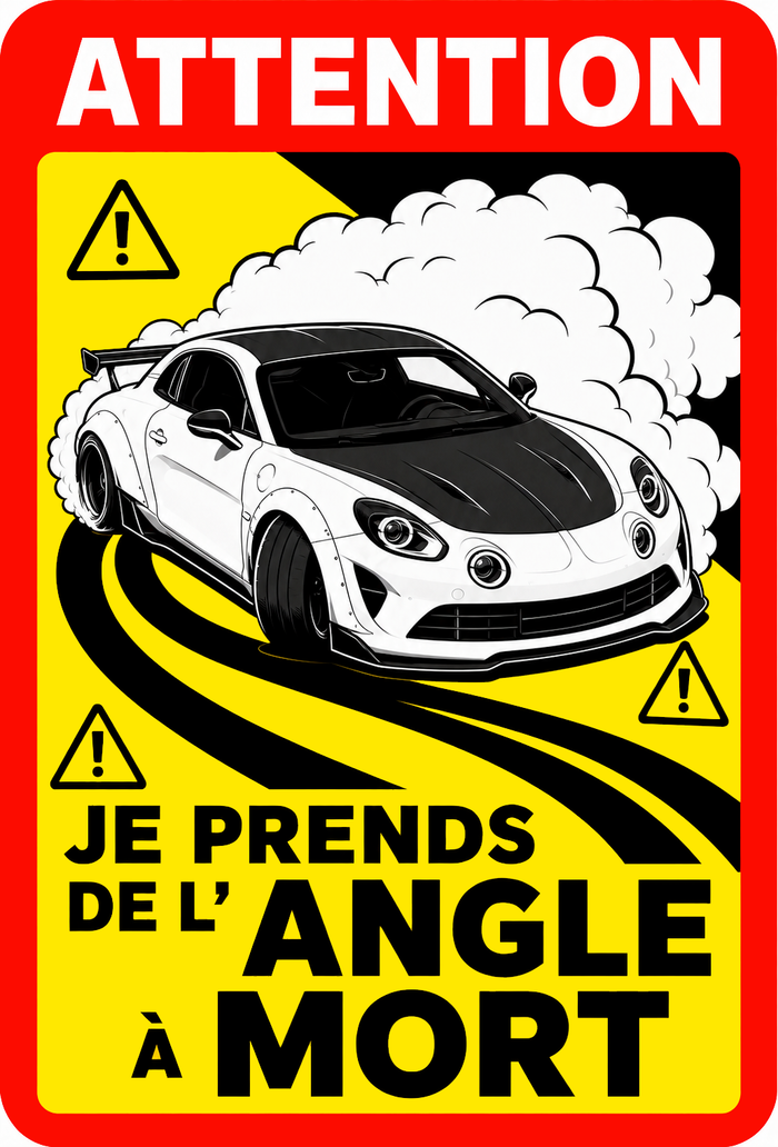 Sticker Je prends de l'angle à mort avec Alpine A110 en drift - AC168