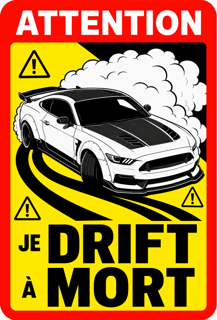 Sticker Je drift à mort avec Ford Mustang en pleine glisse - AC184