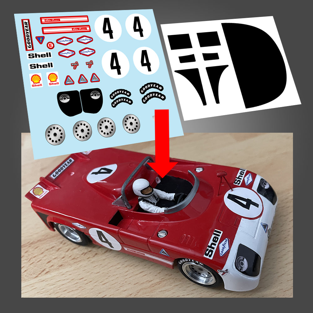 STICKERS POUR ALFA ROMEO 33 TT3 SCALEXTRIC REF DCS030