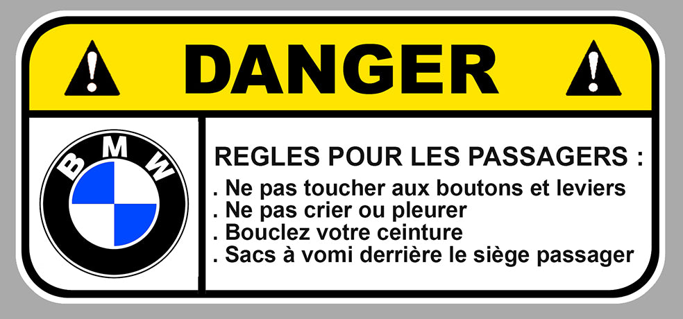 STICKER ATTENTION DANGER BMW - BB139