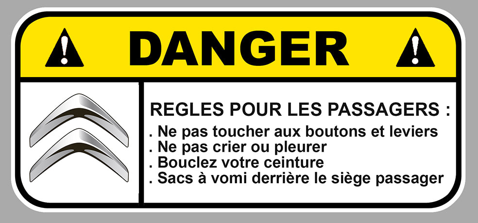 STICKER ATTENTION DANGER CITROEN - CB111