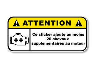 STICKER ATTENTION DANGER CHEVAUX SUPPLEMENTAIRES - CE150