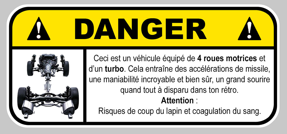 STICKER ATTENTION DANGER 4WD TURBO - DA129