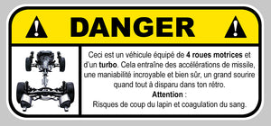 STICKER ATTENTION DANGER 4WD TURBO - DA129
