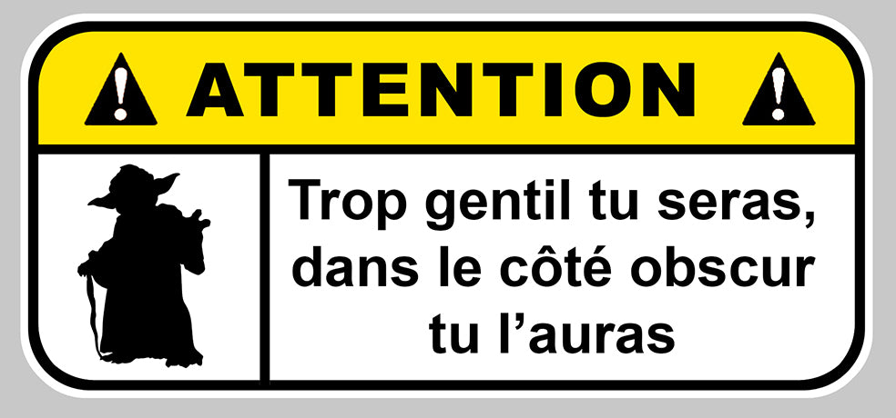 STICKER ATTENTION DANGER YODA JEDI - DA153