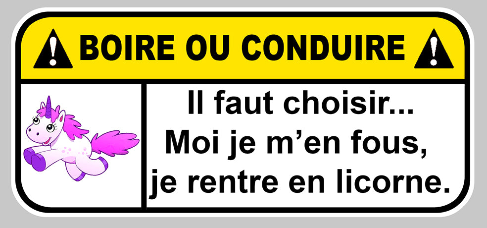 STICKER ATTENTION DANGER LICORNE - DA154