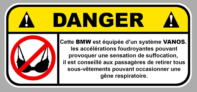 STICKER ATTENTION DANGER BMW - DA166