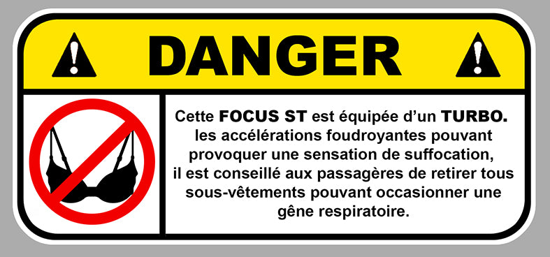 STICKER ATTENTION DANGER FORD FOCUS - DA169