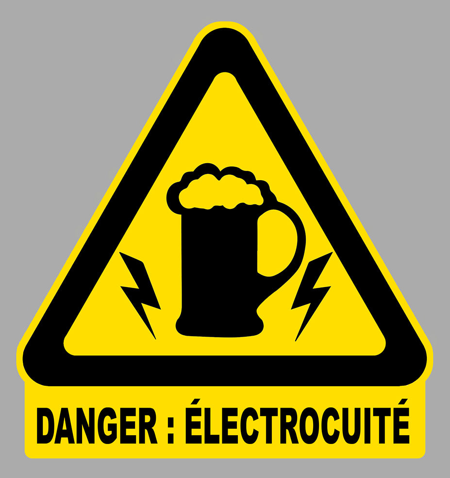 STICKER ATTENTION DANGER BIERE ELECTROCUITE - DA187