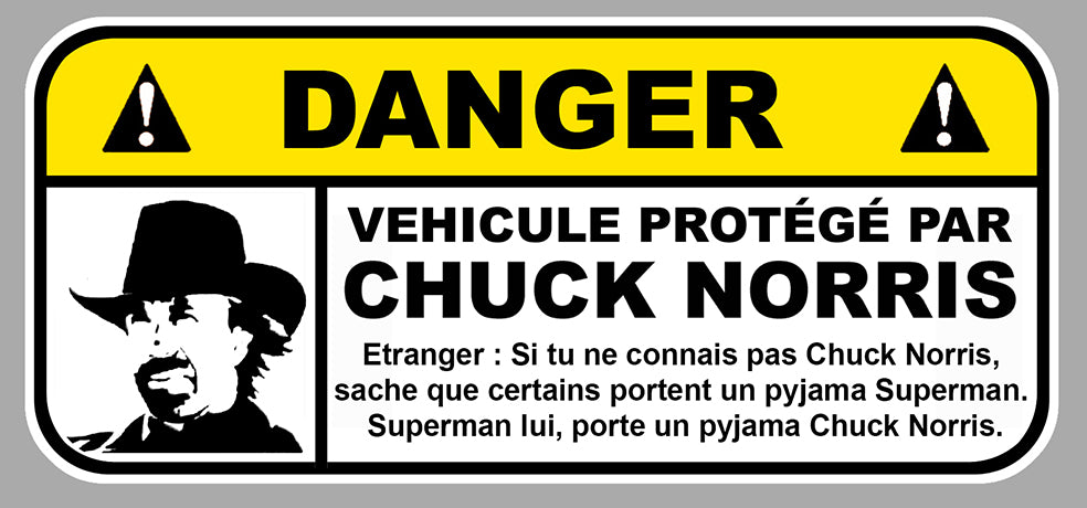 STICKER ATTENTION DANGER CHUCK NORRIS - DA206