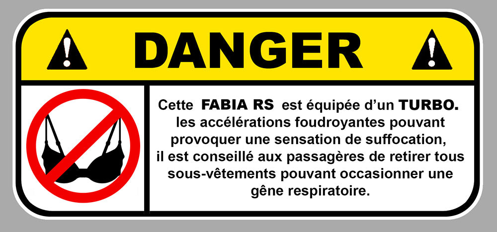 STICKER ATTENTION DANGER SKODA FABIA - DB112