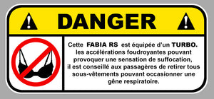 STICKER ATTENTION DANGER SKODA FABIA - DB112