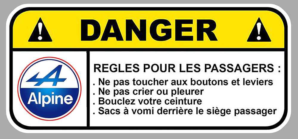 STICKER ATTENTION DANGER ALPINE - DB133