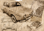 ART PRINT "DA VINCI" - RENAULT DAUPHINE - Ref : DV019