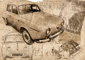 ART PRINT "DA VINCI" - RENAULT DAUPHINE - Ref : DV019