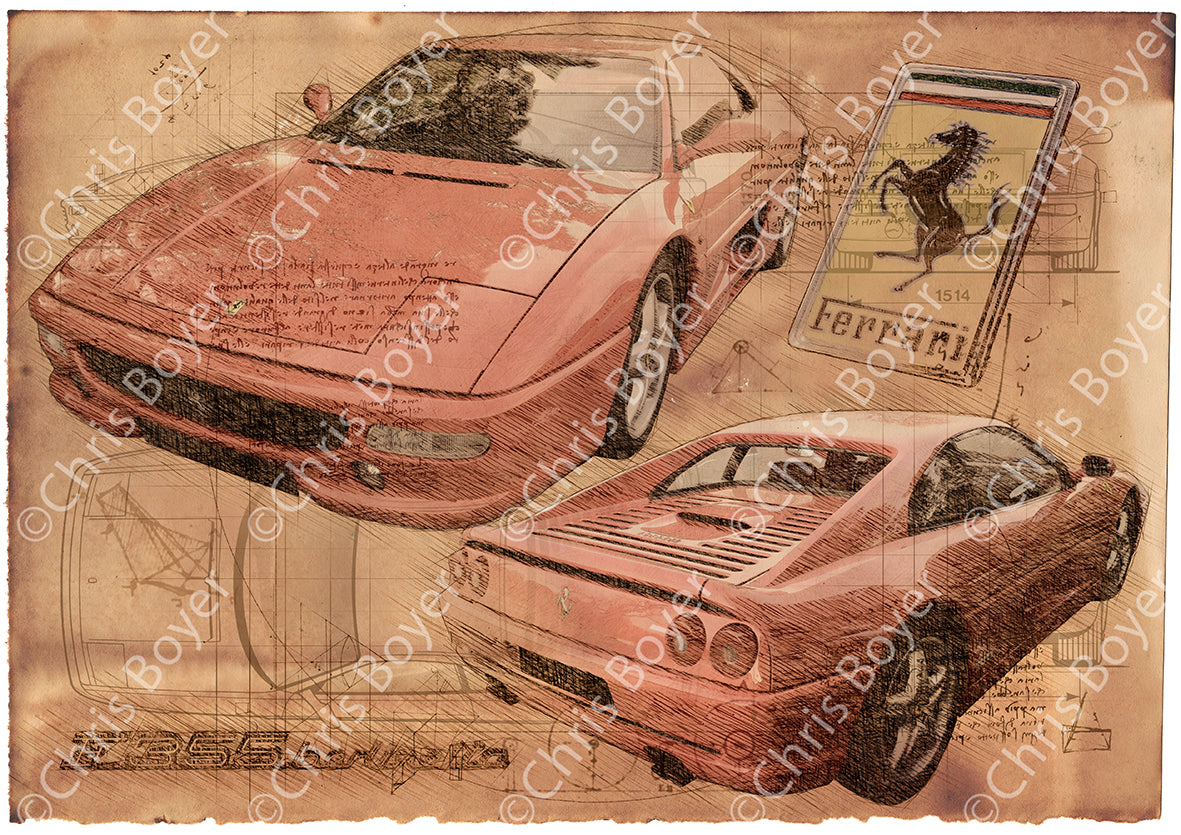 ART PRINT "DA VINCI" - FERRARI F355 Berlinetta - Ref : DV055