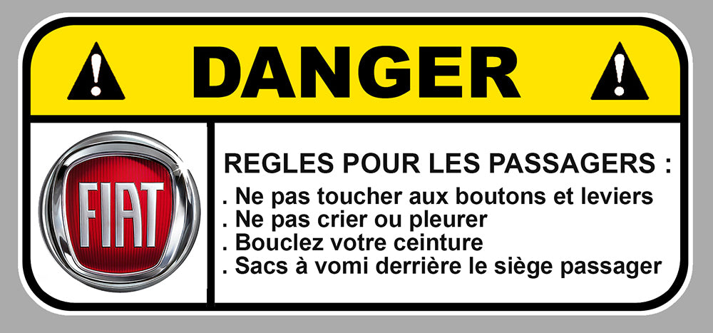 STICKER ATTENTION DANGER FIAT - FB131