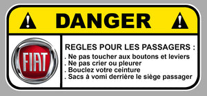 STICKER ATTENTION DANGER FIAT - FB131