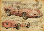 ART PRINT "DA VINCI" - FERRARI GTO - Ref : DV023