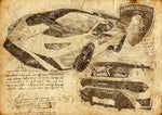 ART PRINT "DA VINCI" - LAMBORGHINI HURRACAN - Ref : DV011