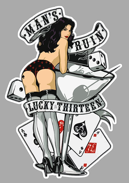 STICKER PINUP LADY LUCK 13 - LA183