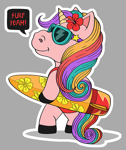 STICKER LICORNE SURF - LA190