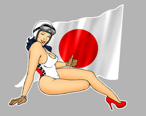 STICKER PINUP DRAPEAU JAPON - PB421