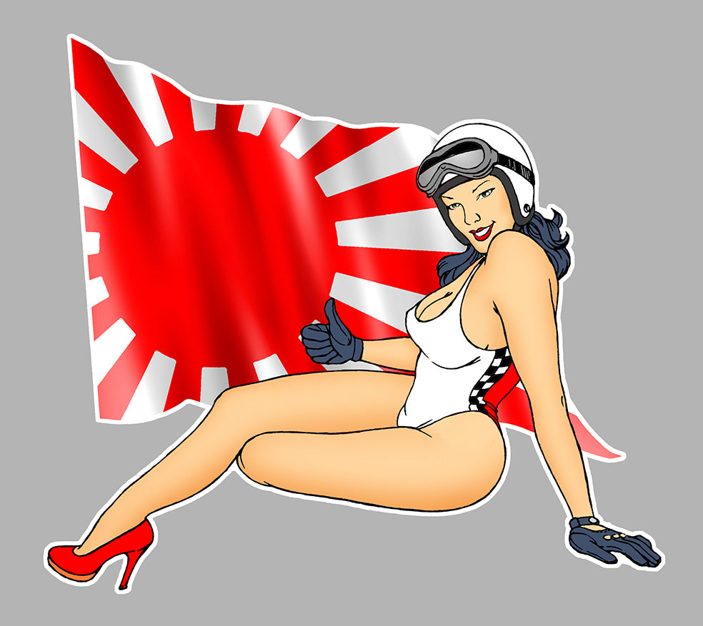 STICKER PINUP DRAPEAU JAPON - PB486