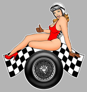 STICKER PINUP DRAPEAU DAMIER - PC021