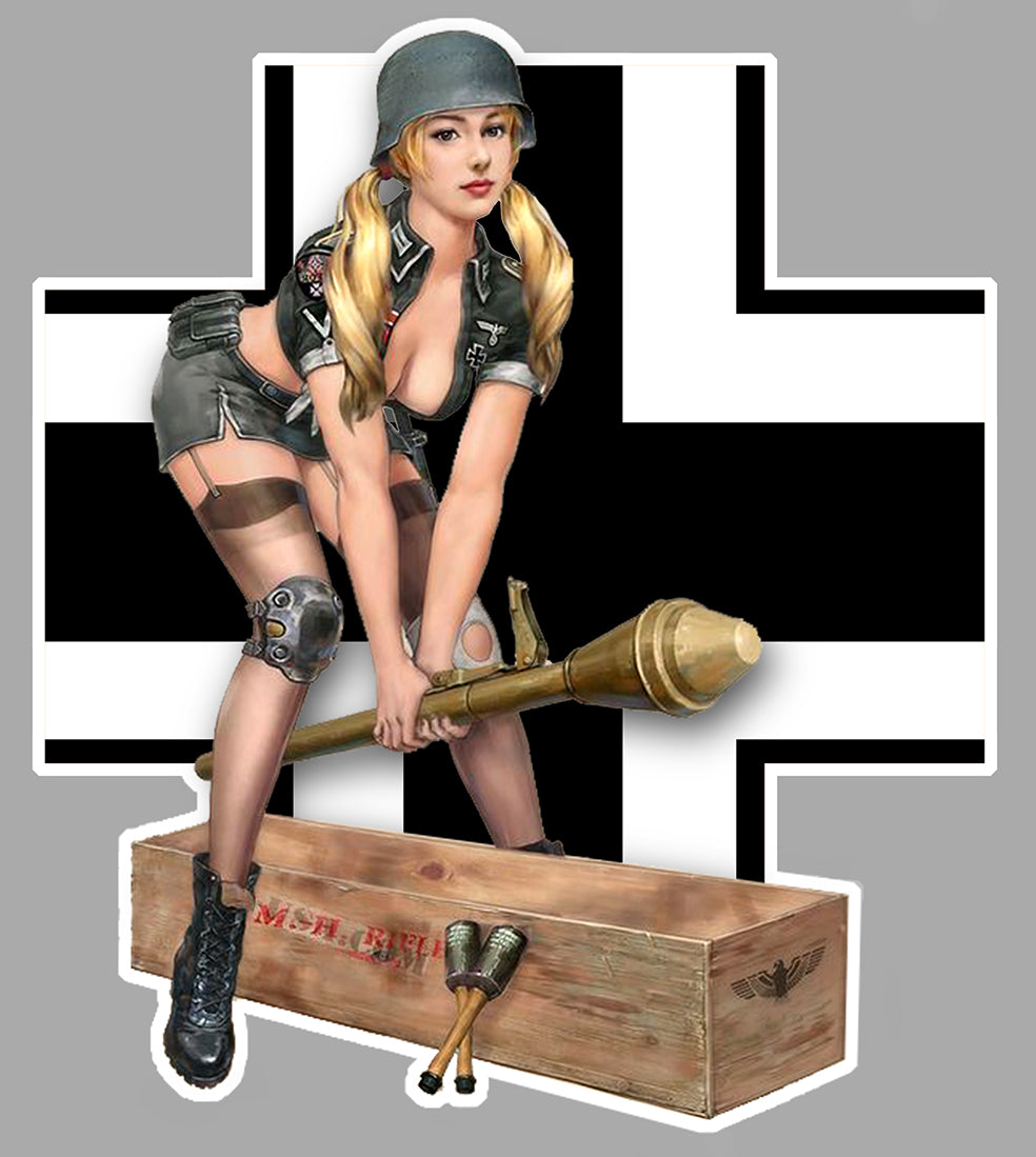 STICKER PINUP CROIX DE FER WW2 - PC042