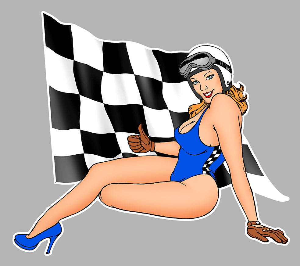 STICKER PINUP DRAPEAU DAMIERS - PD080