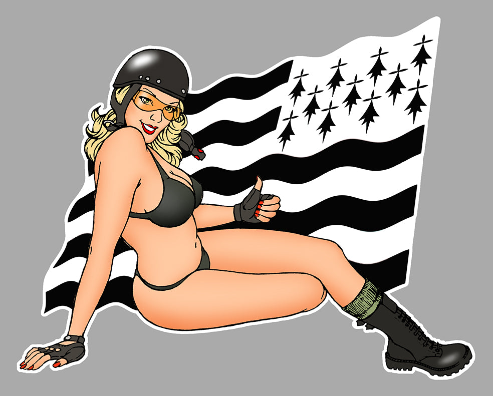 STICKER PINUP DRAPEAU BRETAGNE BREIZH - PD081