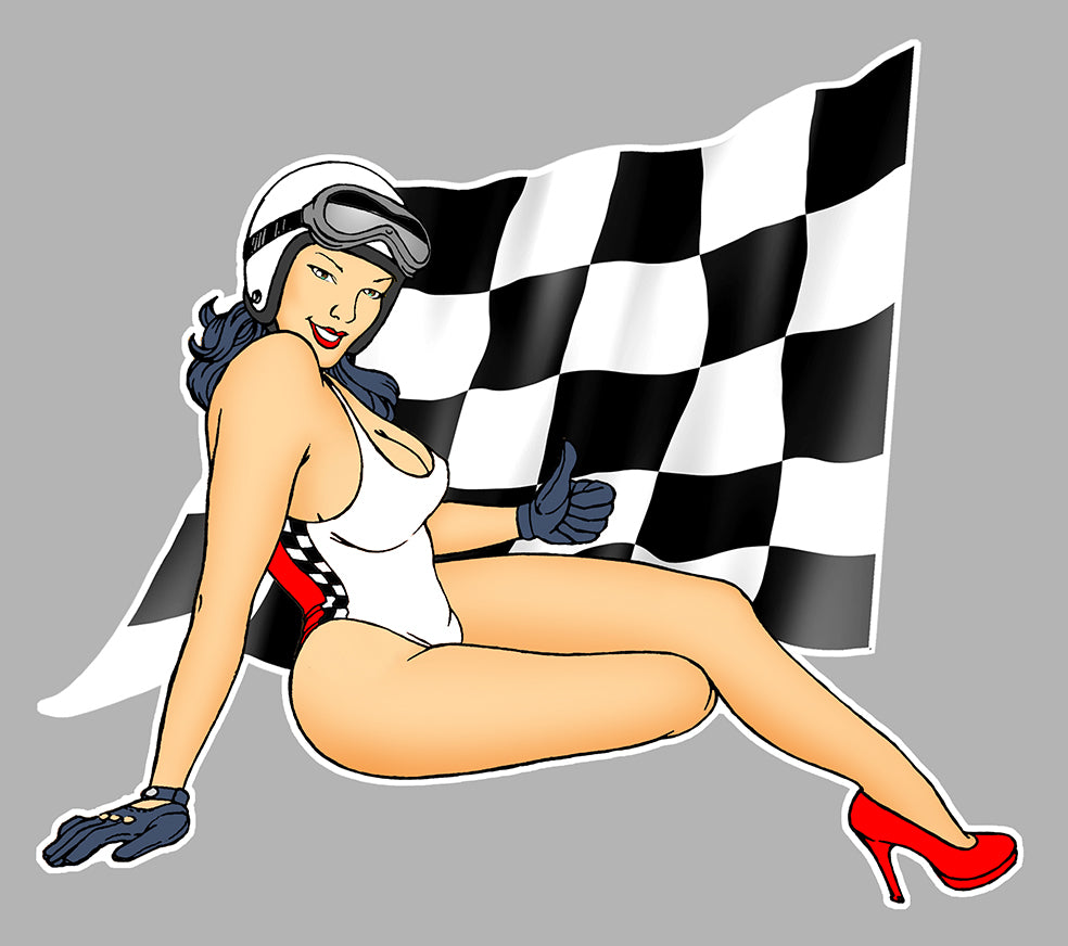 STICKER PINUP DRAPEAU DAMIERS - PD113