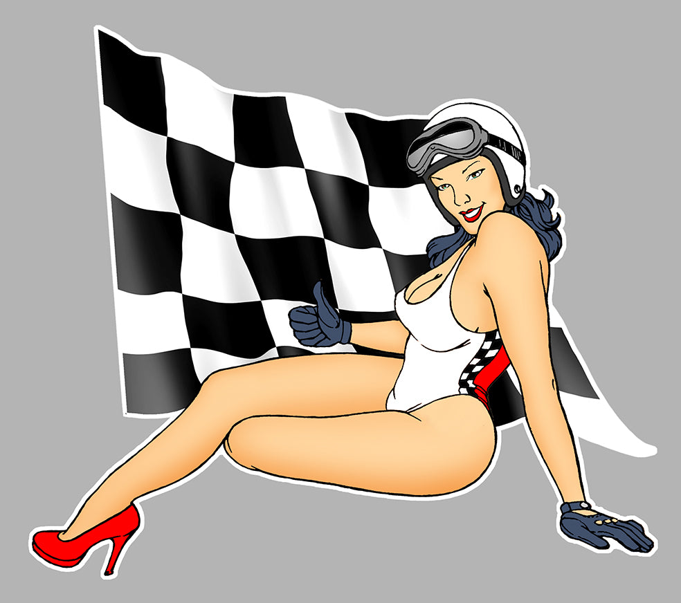 STICKER PINUP DRAPEAU DAMIERS - PD114