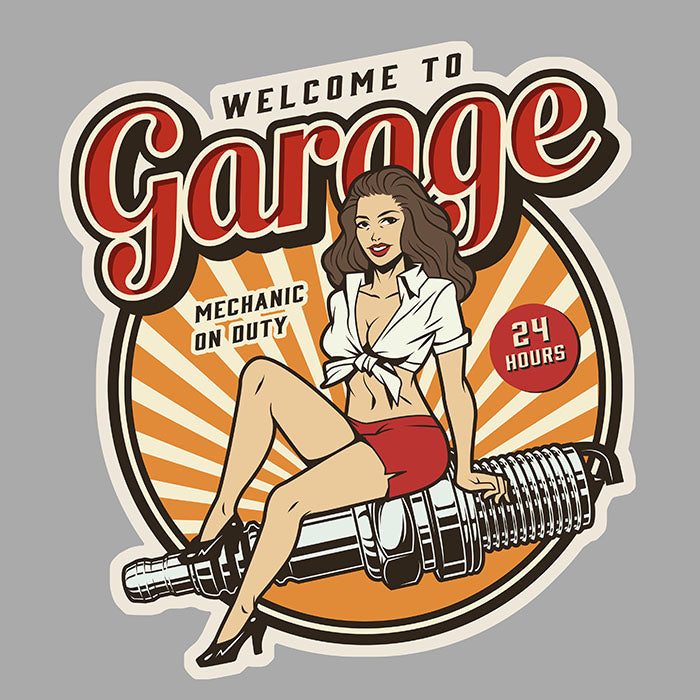 STICKER PINUP BOUGIE GARAGE - PF032