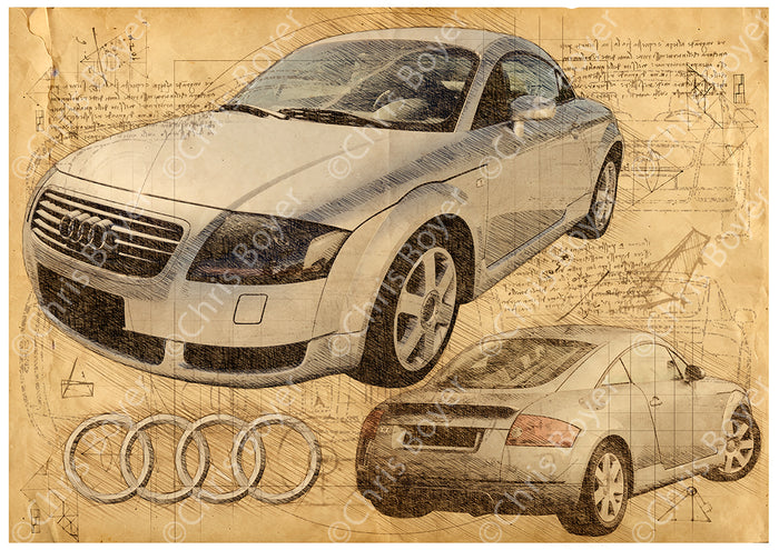 Affiche Audi TT MK1 Da Vinci DV050 – Art automobile – vue complète de l’affiche