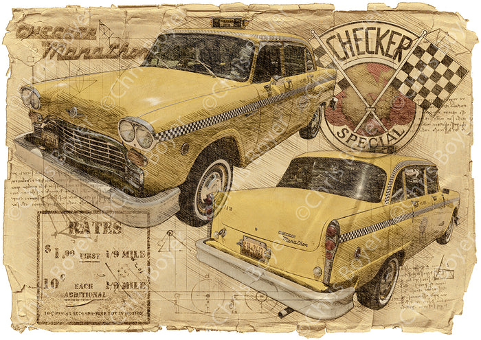 Affiche Checker CAB Taxy NEW York Da Vinci DV049 – vue complète de l’affiche