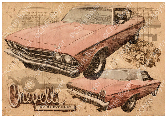 Affiche Chevrolet Chevelle SS Da Vinci DV063 – vue complète de l’affiche
