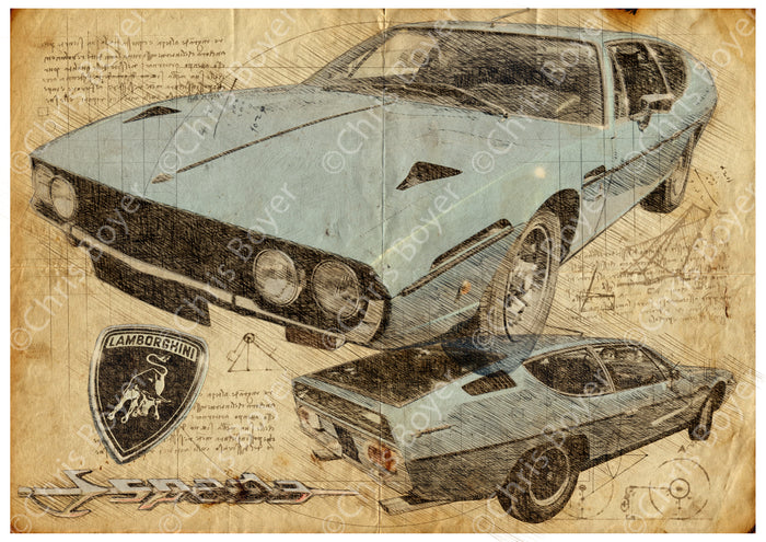 Affiche Lamborghini Espada Da Vinci DV061 – vue complète de l’affiche