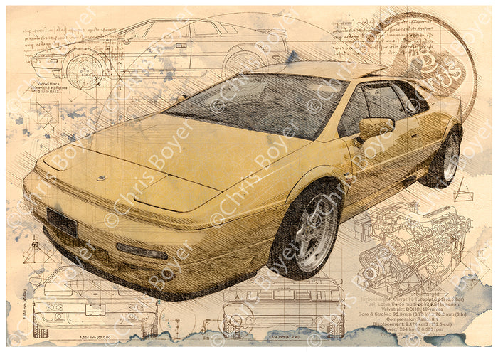 Affiche Lotus Esprit Da Vinci DV062 – vue complète de l’affiche